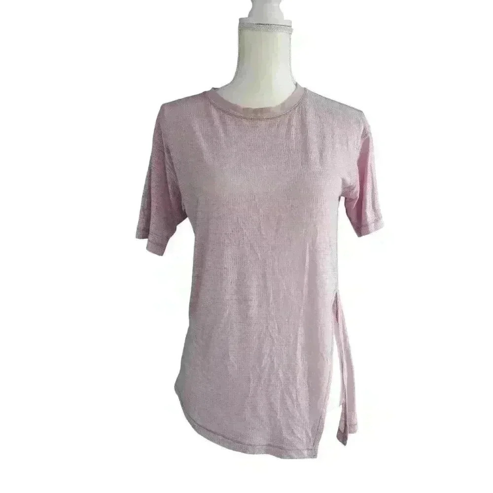 Lululemon Asymetrical Relaxed Pink Top with Side Slit - Size 2